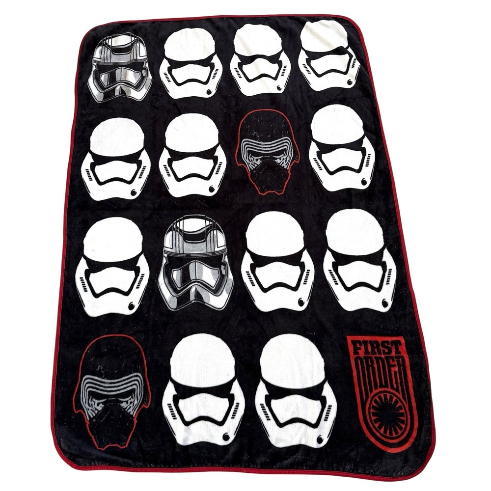 Star Wars First Order Kylo Ren Stormtrooper Plush Throw Blanket Black Red 46x60